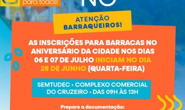 Prefeitura de Floriano inscreve ambulantes para colocarem barracas nos dias de festa