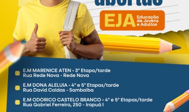 Educação de Floriano está com matrículas abertas também para a Educação de Jovens e Adultos (EJA)