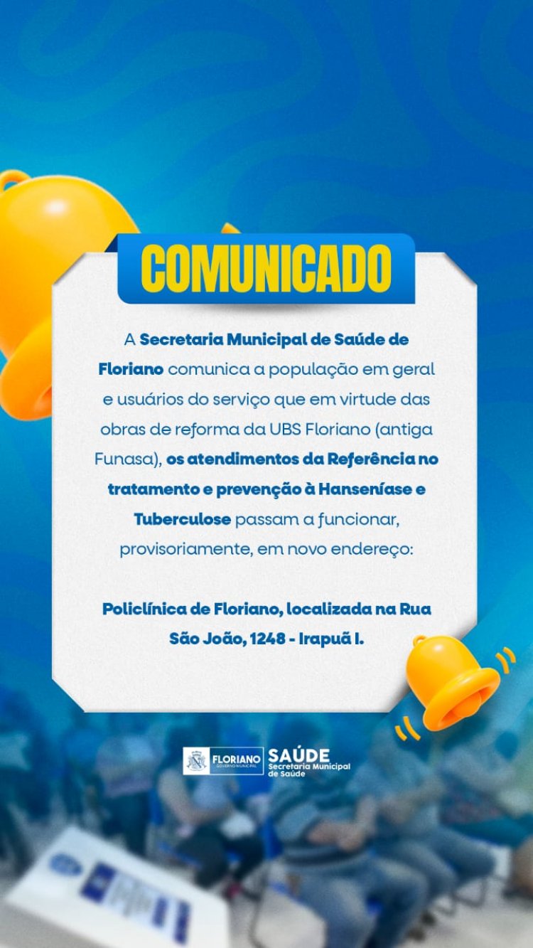 Mudança no local de atendimento da Referência em Hanseníase e Tuberculose