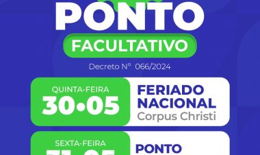 Prefeitura de Floriano decreta ponto facultativo para sexta-feira (31)
