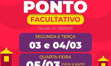 Prefeitura de Floriano decreta ponto facultativo durante período de Carnaval