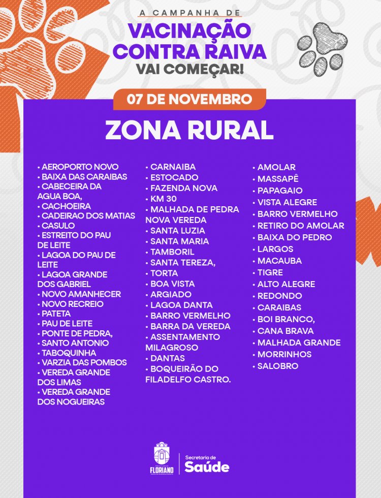 Floriano lança campanha de vacinação contra raiva para cães e gatos