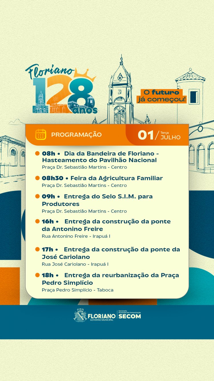 Prefeitura de Floriano lança a programação oficial do aniversário da cidade 