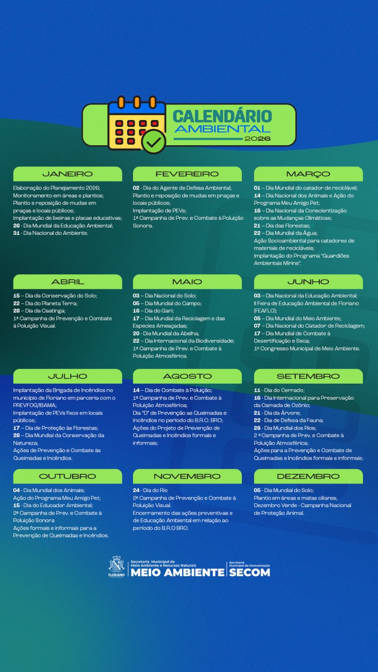 Calendário Ambiental 2026