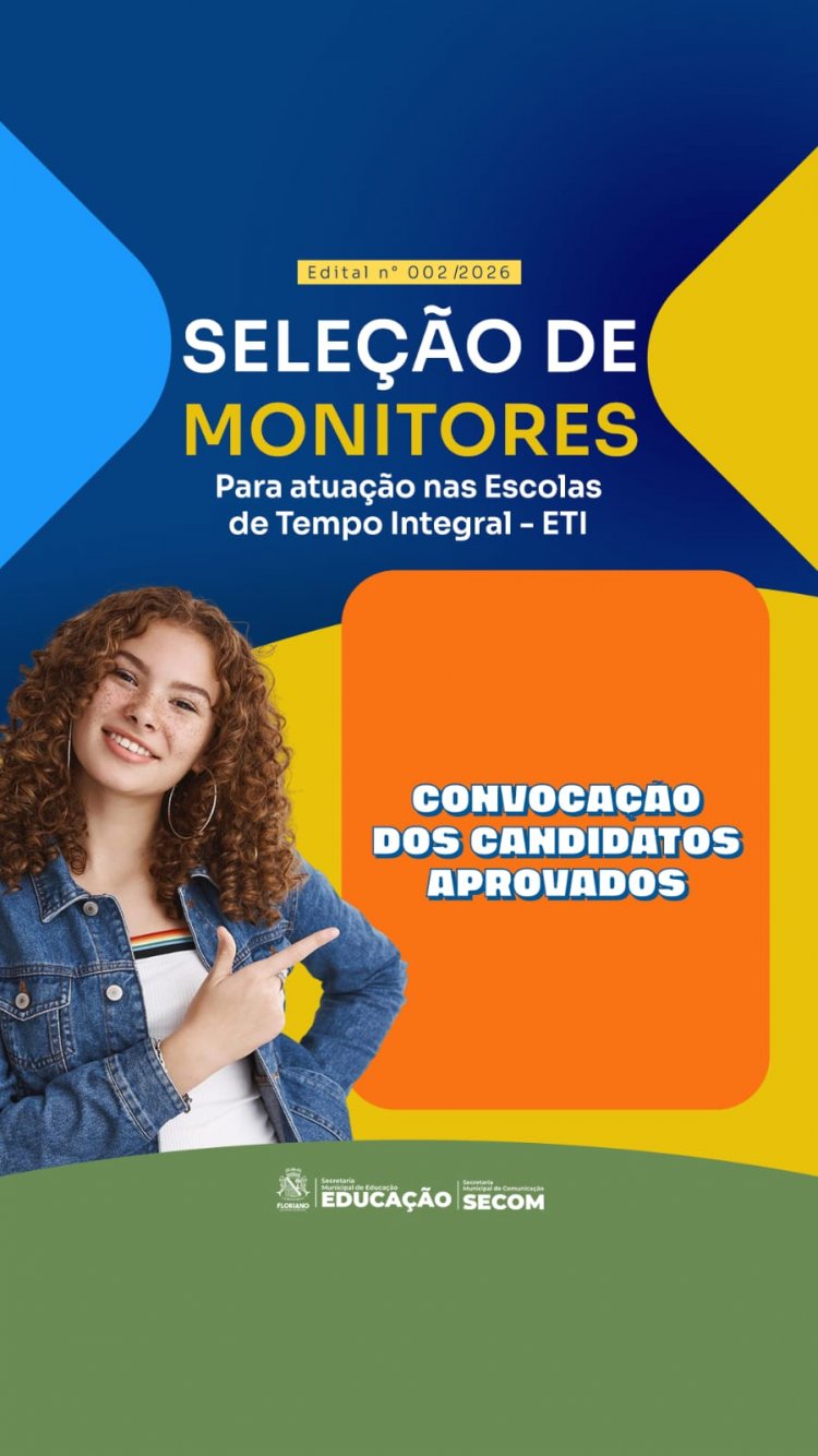 Prefeitura de Floriano divulga cronograma de comparecimento para monitores das Escolas de Tempo Integral